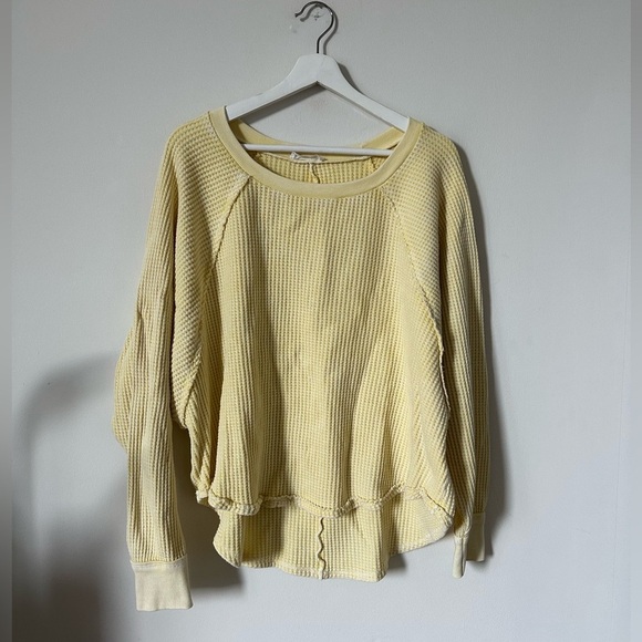 BUCKETLIST Tops - Bucketlist Waffle Knit Pullover Oversized Raw Hem Boho Top Size XL